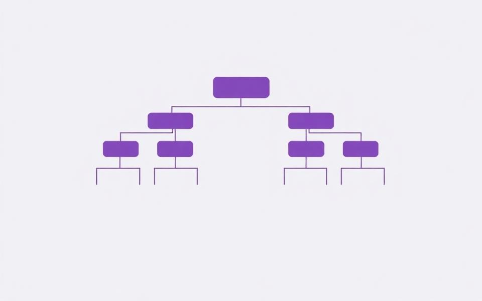 Ilustración abstracta de un organigrama de bloques conectados